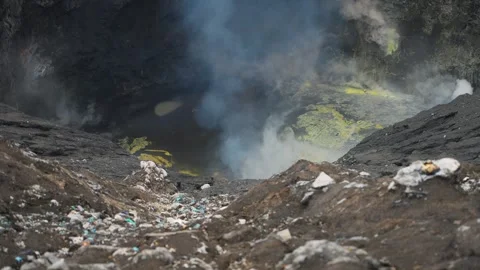 Crater active volcano Bromo close-up Stock Footage 273810356