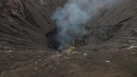 Crater active volcano Bromo close-up Stock Footage 273811094