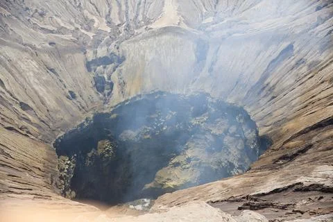 Crater of Bromo volcano in Bromo tengger semeru national park, East Java, Ind 스톡 사진