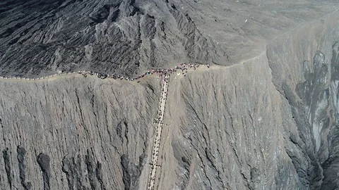 Crater of Bromo volcano Stock Footage 75334259