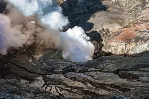 The crater of Bromo Volcano in Java, Indonesia Stock Photos