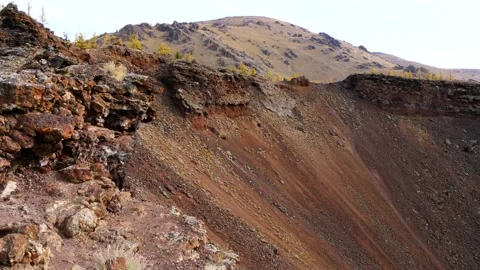 The crater of the extinct volcano Khorgo, Mongolia. Stock Footage 234965900