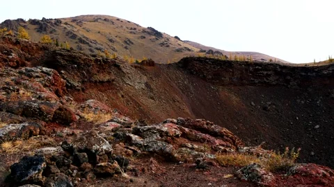 The crater of an extinct volcano on the territory of Mongolia. Stock Footage 234965905