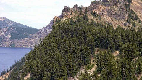 Crater Lake camera pan of the caldera - 4K Stock Footage 107704802
