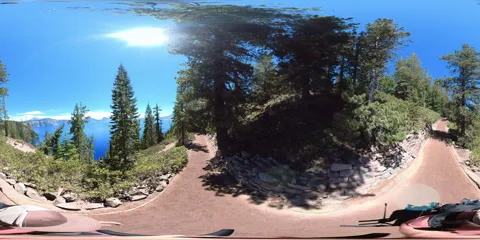 Crater Lake National Park VR 360 Equirectangular Cleetwood Cove Trail Hiking POV 스톡 동영상 262717841