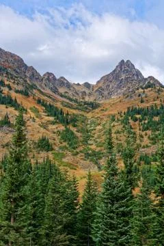 Crater Mountain in the fall Stock Photos