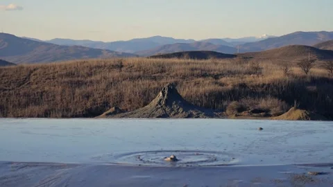 Crater with Mud Eruption Stock Footage 147514822