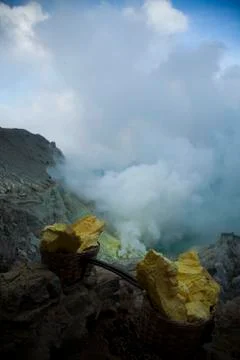 Crater of volcano Ijen, Java, Indonesia Stock Photos