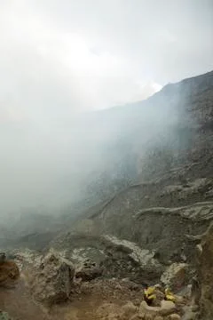 Crater of volcano Ijen, Java, Indonesia Stock Photos