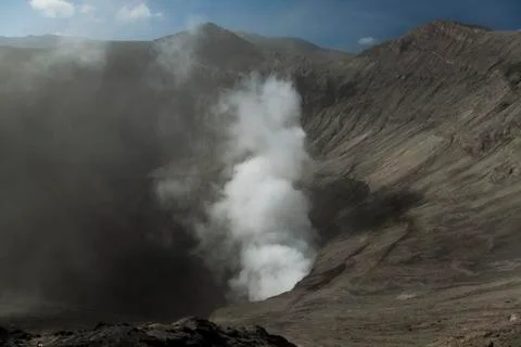 Crater of volcano Ijen, Java, Indonesia Stock Photos