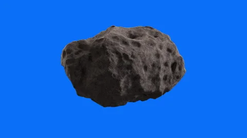 Cratered Asteroid on Blue Screen 3D Animation Stock Footage 344309199
