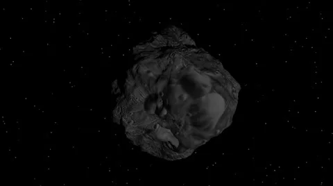 Cratered asteroid flyby 1080 Stock Footage 25570821