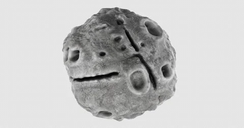 Cratered asteroid, meteorite rotation animation seamlessly loopable. 3D ren.. Stock Footage 332078604