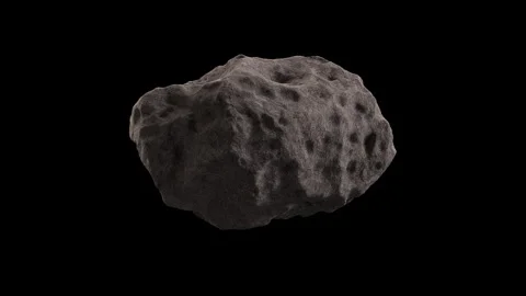 Cratered Gray Asteroid on Black Background 3D Animation Stock Footage 344309785