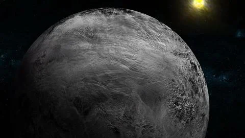Cratered Planet with Star in Background Stock Photos