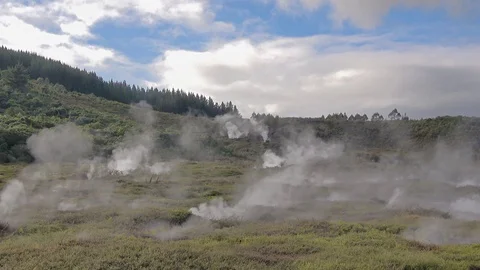 Craters of the moon - active geothermal field in Taupo, New Zealand Stock Footage 93165482