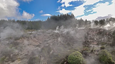 Craters of the moon - active geothermal field in Taupo, New Zealand Stock Footage 93165632