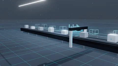 Crates Running A Fast Scanner As Their Wireframe Twins Run Ahead From The Stock Footage 344640157