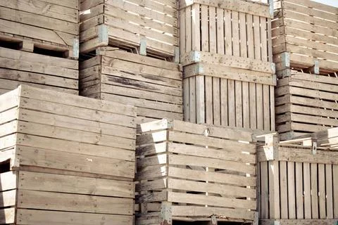 Crates stack Grunge Crates stack. weathered wooden boxes in rows Copyright... Stock Photos