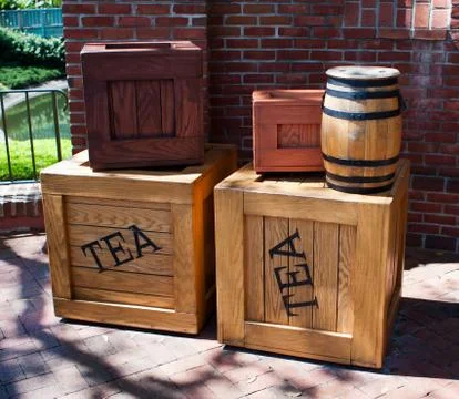 Crates of tea Stock Photos