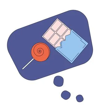 Craving sweets thought bubble 2D linear cartoon object Stock Illustration