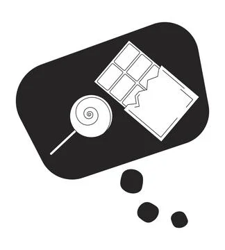 Craving sweets thought bubble black and white 2D line cartoon object Stock Illustration