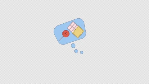 Craving sweets thought bubble line 2D object animation Stock Footage 262840567