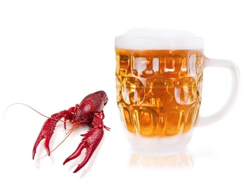 Crawfish and beer Stock Photos