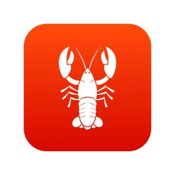 Crawfish icon digital red Stock Illustration