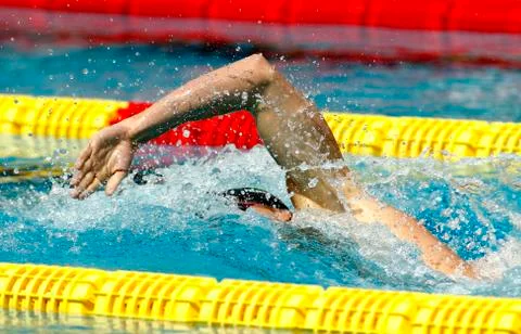 Crawl style swimmer Stock Photos