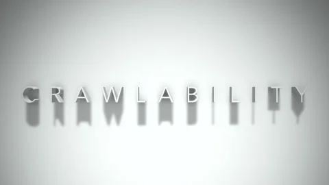 Crawlability 3D title animation white text on a white background Stock Footage 299758015