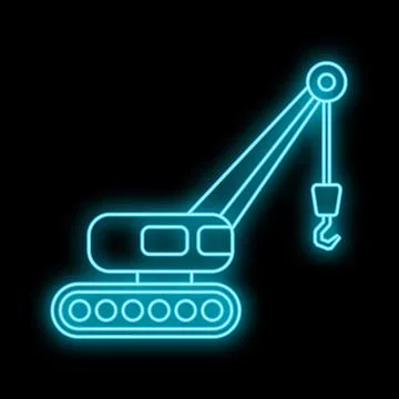 Crawler crane icon glowing vibrant neon blue Ilustración de archivo