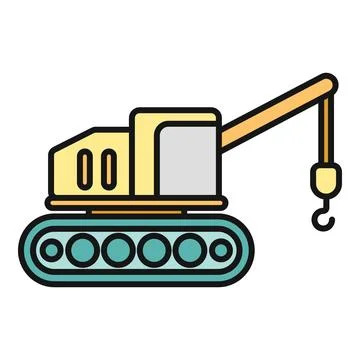 Crawler crane lifting construction equipment icon Stock Illustration