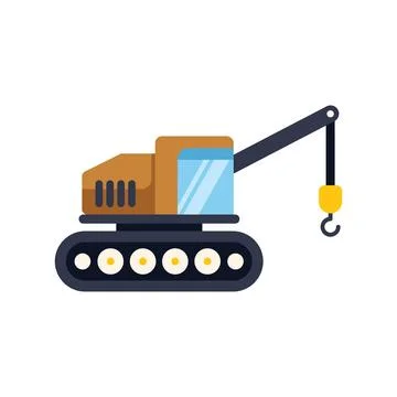 Crawler crane lifting heavy load with hook on building site Stock Illustration