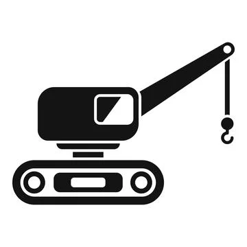 Crawler crane lifting hook black and white icon silhouette Stock Illustration