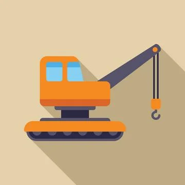 Crawler crane lifting with hook on construction site Stock Illustration