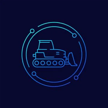 Crawler dozer icon, linear design 스톡 일러스트