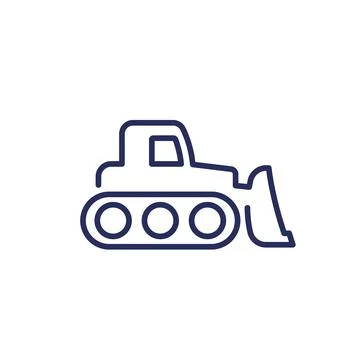 Crawler dozer icon, simple line vector Stock Illustration
