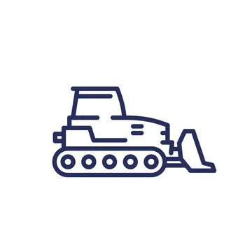 Crawler dozer line icon, vector Stock Illustration