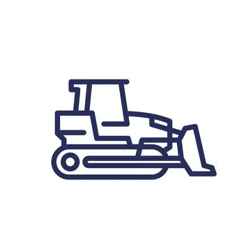 Crawler dozer line icon on white, vector Stock Illustration