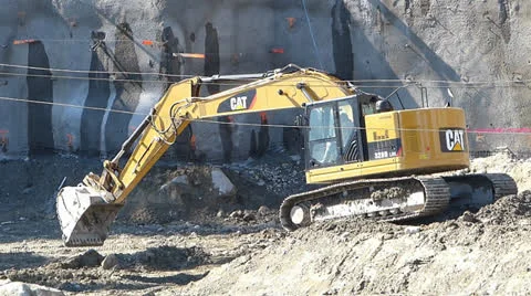 Crawler Excavator in Commercial Development Stock Footage 22557558