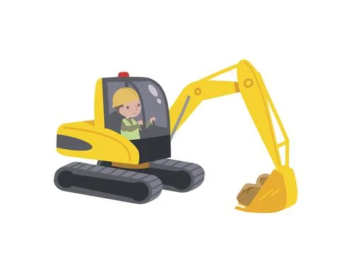 Crawler excavator digging vector illustration. Stock Illustration