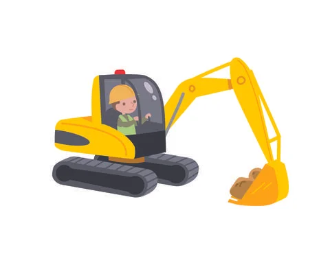 Crawler excavator digging vector illustration. Stock Illustration