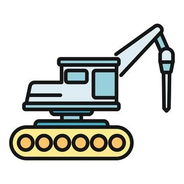 Crawler machine with jackhammer tool for demolition Stock Illustration