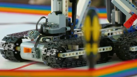 Crawler robot rolling on the playing field Stock-Footage 123581510