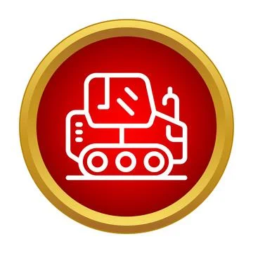 Crawler tractor loader vehicle icon on red background Stock Illustration