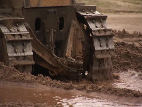 Crawler tractor in the mud Stock Footage 2584825