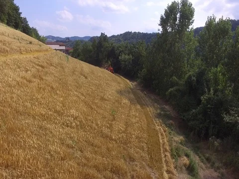 Crawler tractor with old harvester Stock Footage 75215222
