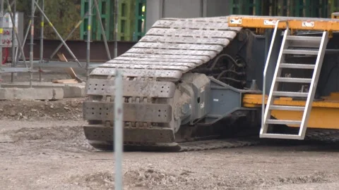 Crawler Undercarriage of Heavy Construction Crane Stock-Footage 344540201