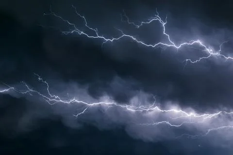 Crawling Branched Lightning Bolt Stock Photos